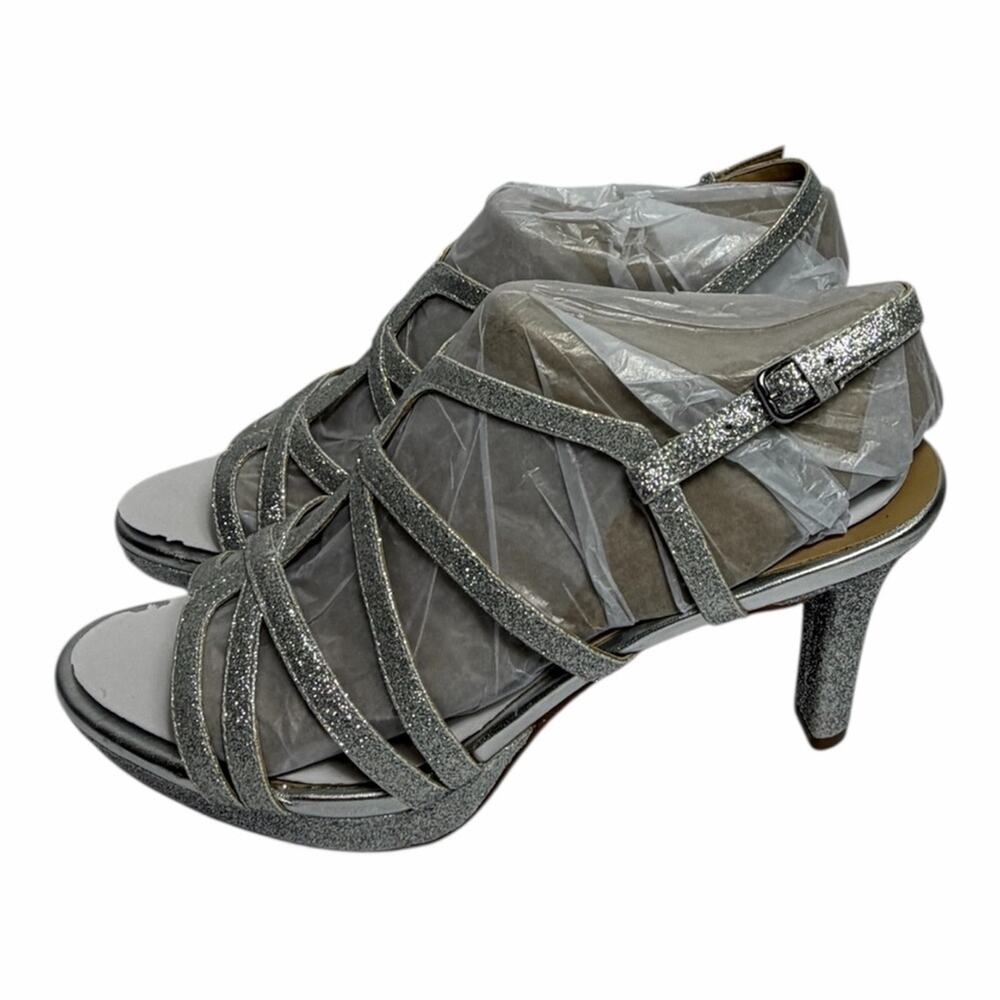 NATURALIZER BAYLOR WOMEN SANDAL SILVER GLITTER SIZE 7 BRAND NEW WITHOUT BOX - Picture 2 of 9